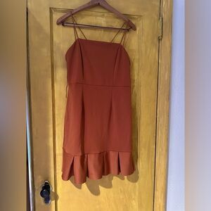 Elegant Spaghetti Strap brown Mini Dress